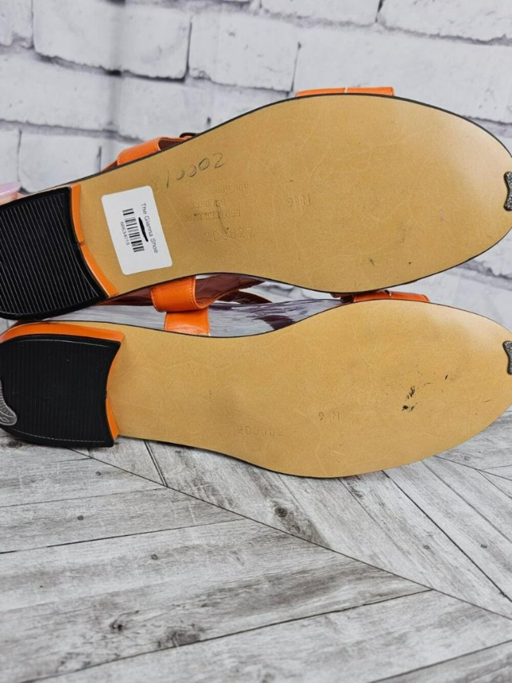 Beckinis Vintage Gianna Sandals Womens 9 Orange Leather Shoes Flats Italy - Picture 8 of 16